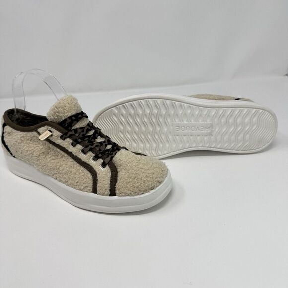 Hey Dude Karina Sherpa Slip On Shoes 8 Beige Marshmallow Leopard Lightweight - Picture 6 of 14